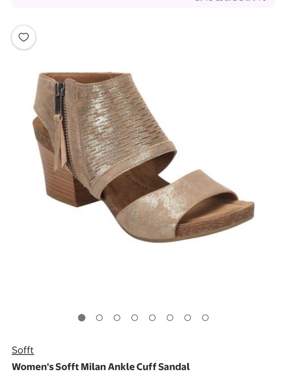 Sofft Metallic Taupe Cutout Ankle Cuff Sandal